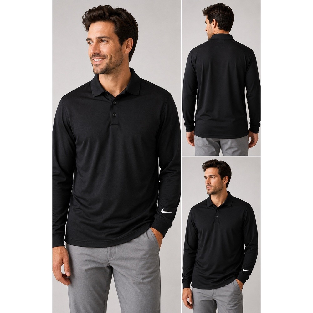 Nike Golf Tour Performance Dri-FIT Men's L Black Long Sleeve Polo Shirt